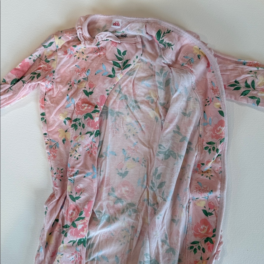 Pink Floral Kids Pajamas Romper - Soft Cotton - Picture 3 of 7